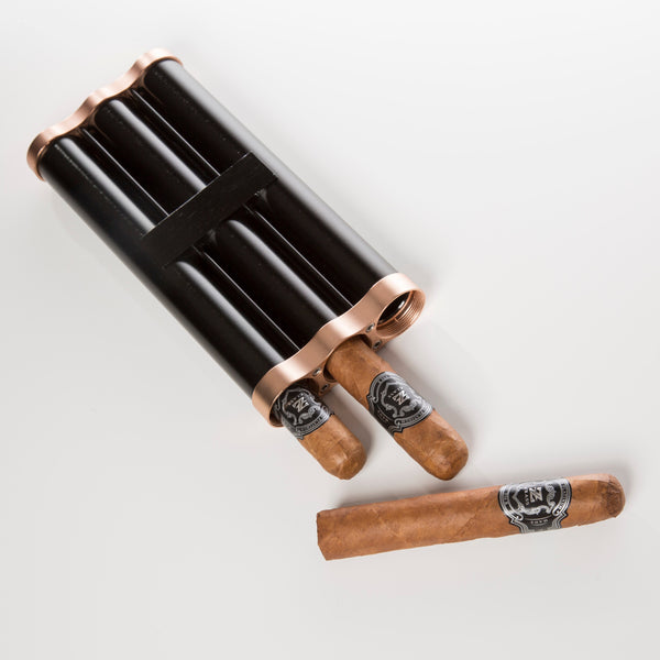 Brouk & Co. Croc Triple Cigar Holder - Black