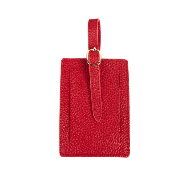 Red leather luggage tag clearance