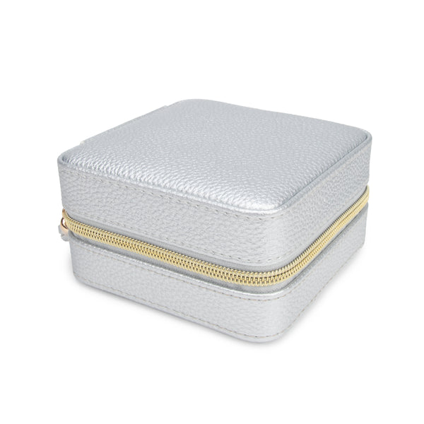 Leah Travel Jewelry Case- Pearl White