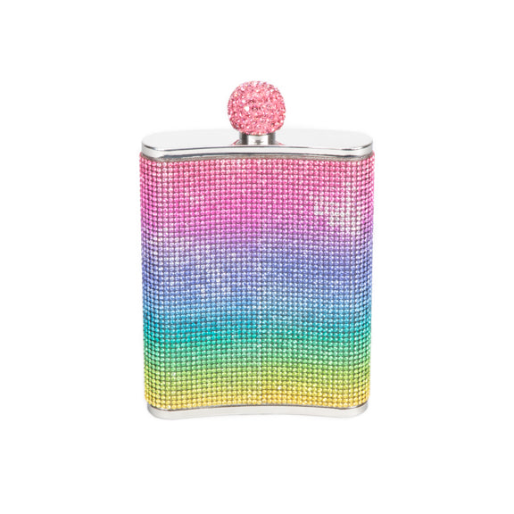The Rainbow Rhinestone Flask - 8 oz.