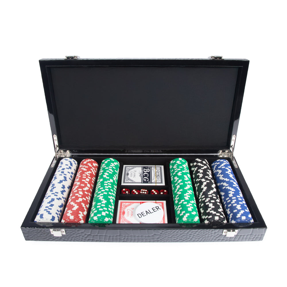 Croc Laser Engraved 300 Chip Poker Set