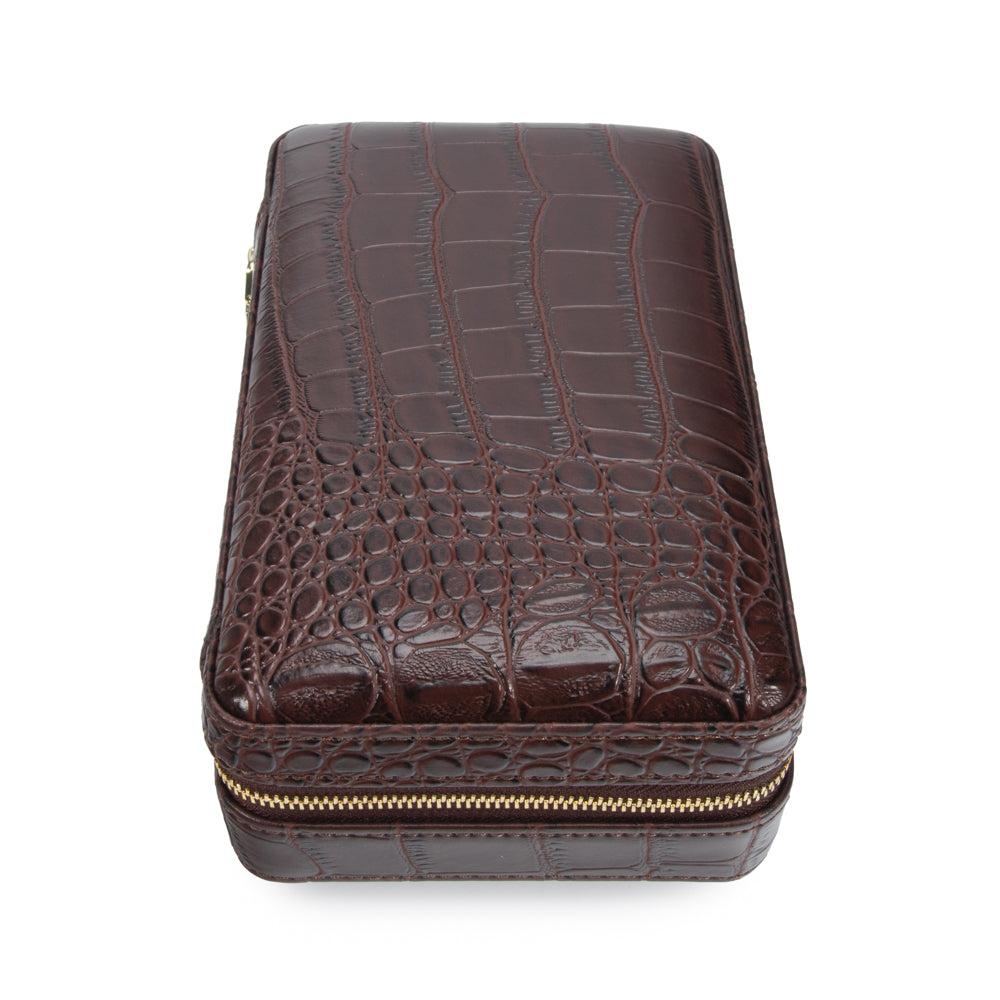 Atlas Croc Cigar Travel Case (Brown)