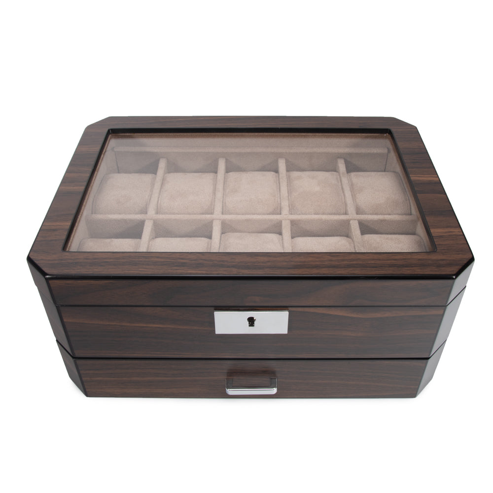 Enzo 10 Slot Watch Case With Drawer