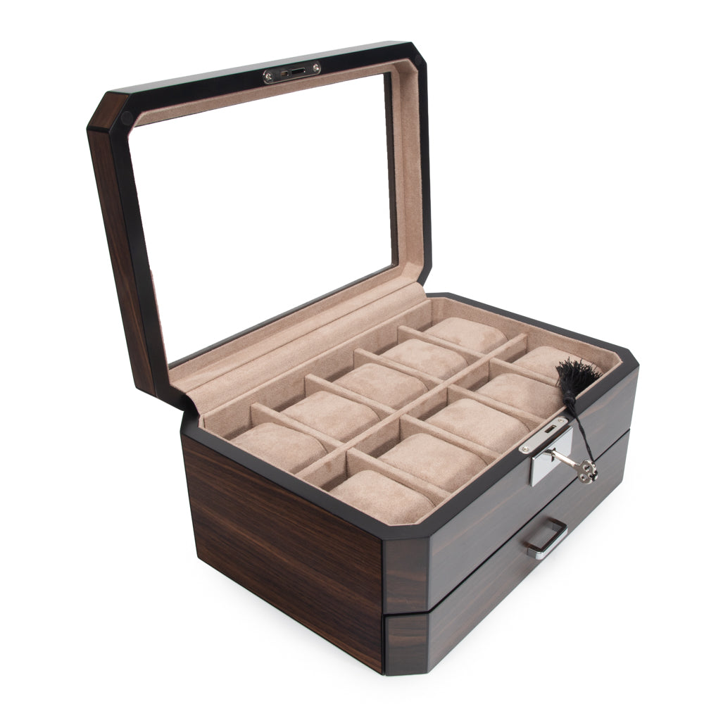 Enzo 10 Slot Watch Case With Drawer