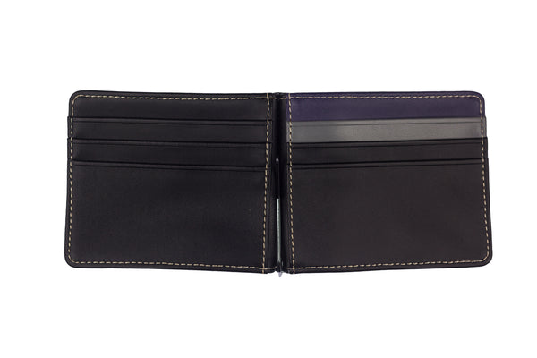 Mens Wallet Black/Blue Genuine Supreme Leather Bifold Handmade