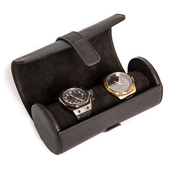 Leather Watch Travel Roll Case for 2 Watches