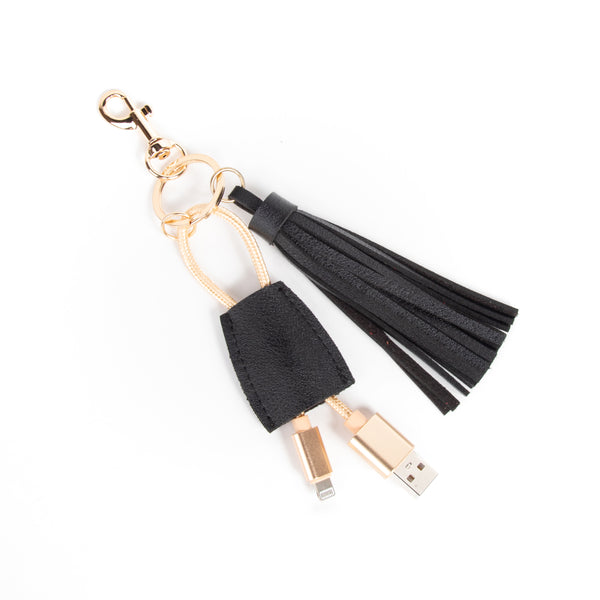 Leather Tassel keychain with USB cable + Leather Tech Wrap Up
