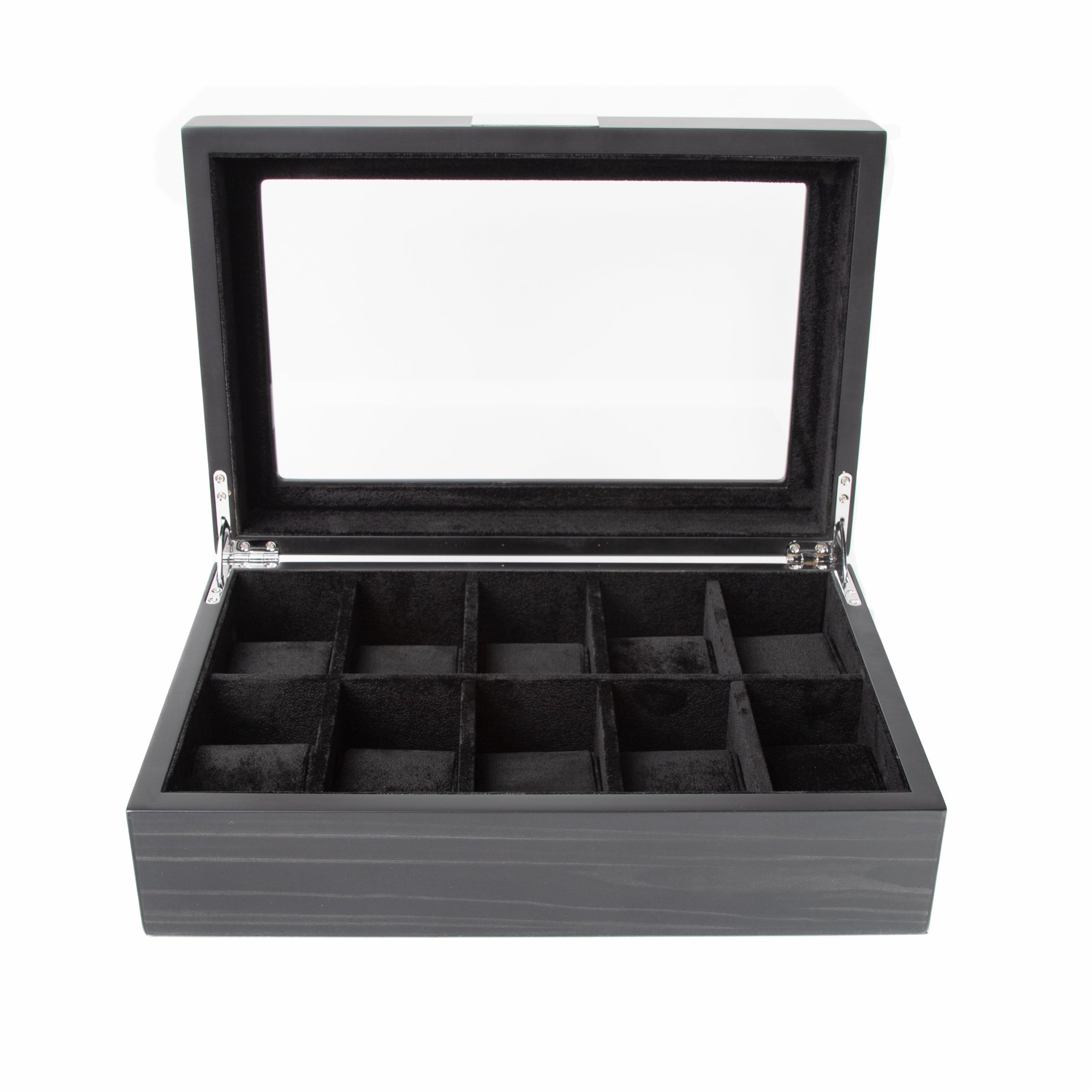 Matte Black 10-Slot Watch Box