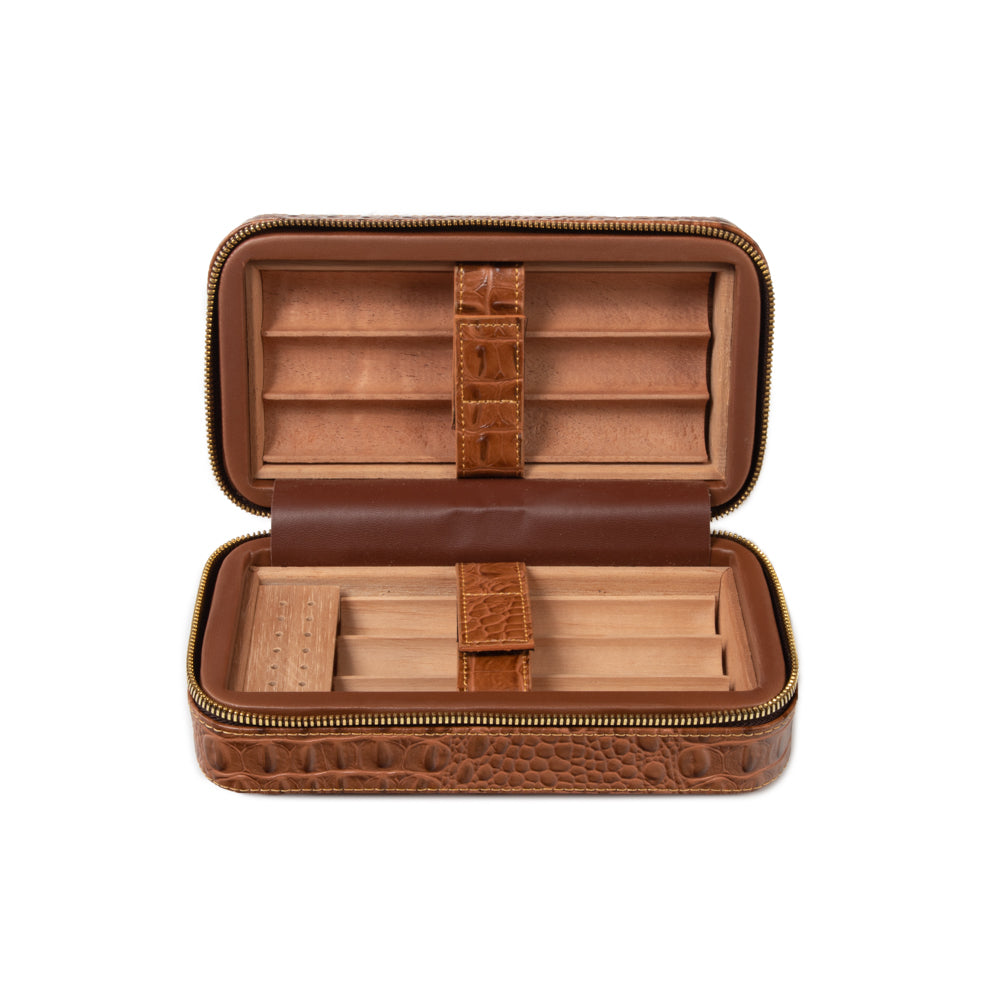 Dean Croco Cigar Travel Humidor Case (Brown)