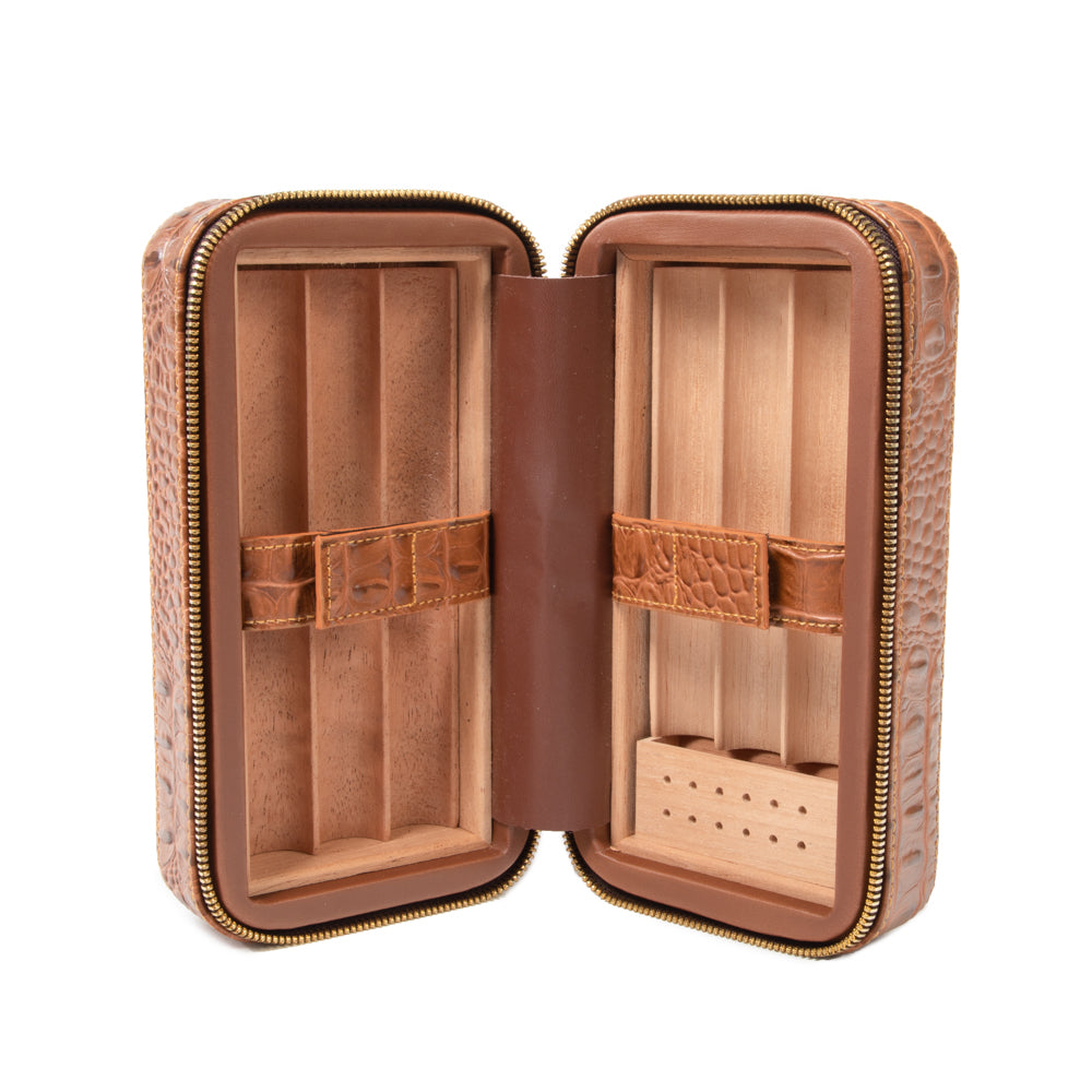 Dean Croco Cigar Travel Humidor Case (Brown)