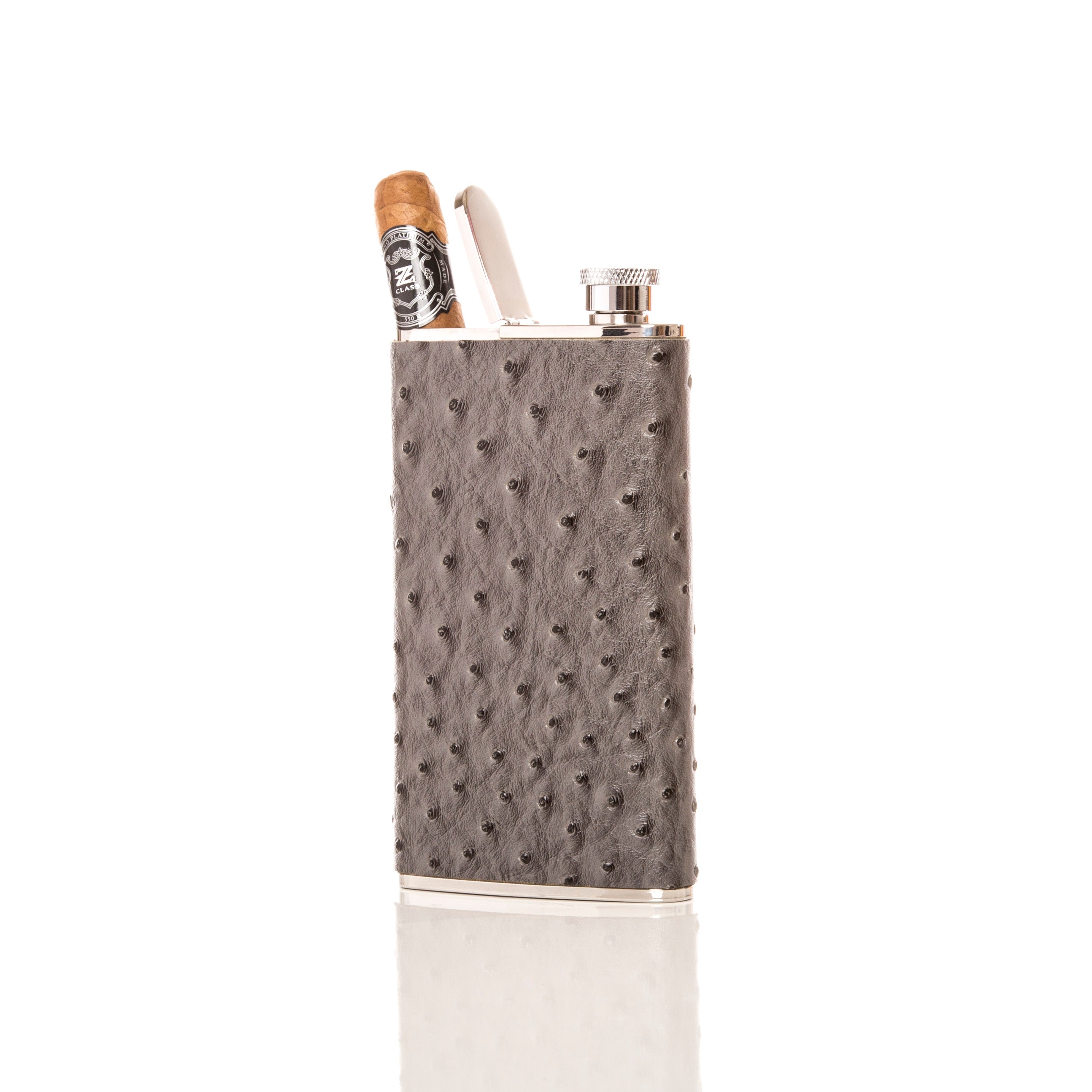 The Wingman Flask & Cigar Holder (Ostrich)