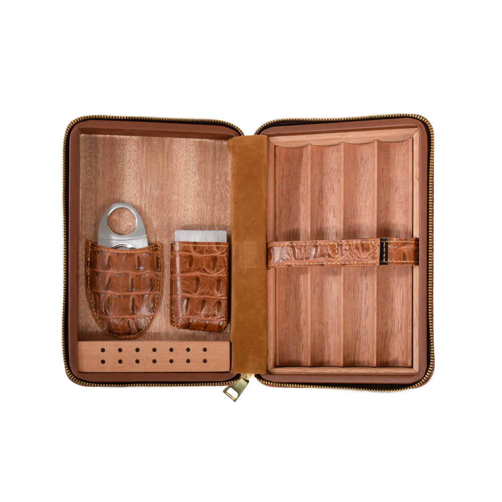 Cain Croco Cigar Travel Case (Brown) – Brouk & Co
