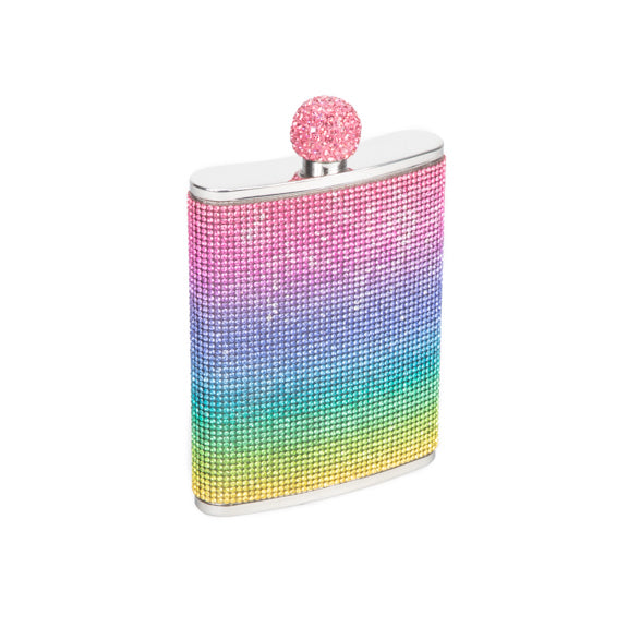 The Rainbow Rhinestone Flask - 8 oz.