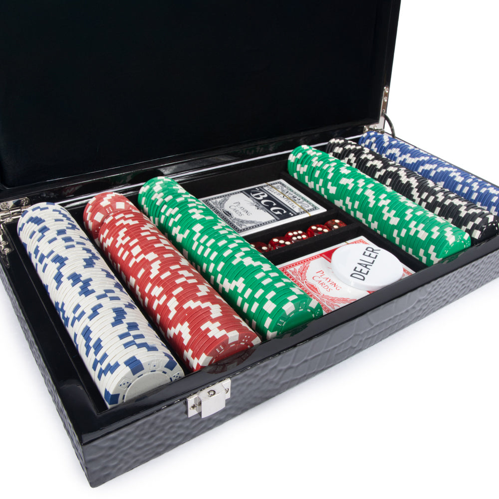 Croc Laser Engraved 300 Chip Poker Set