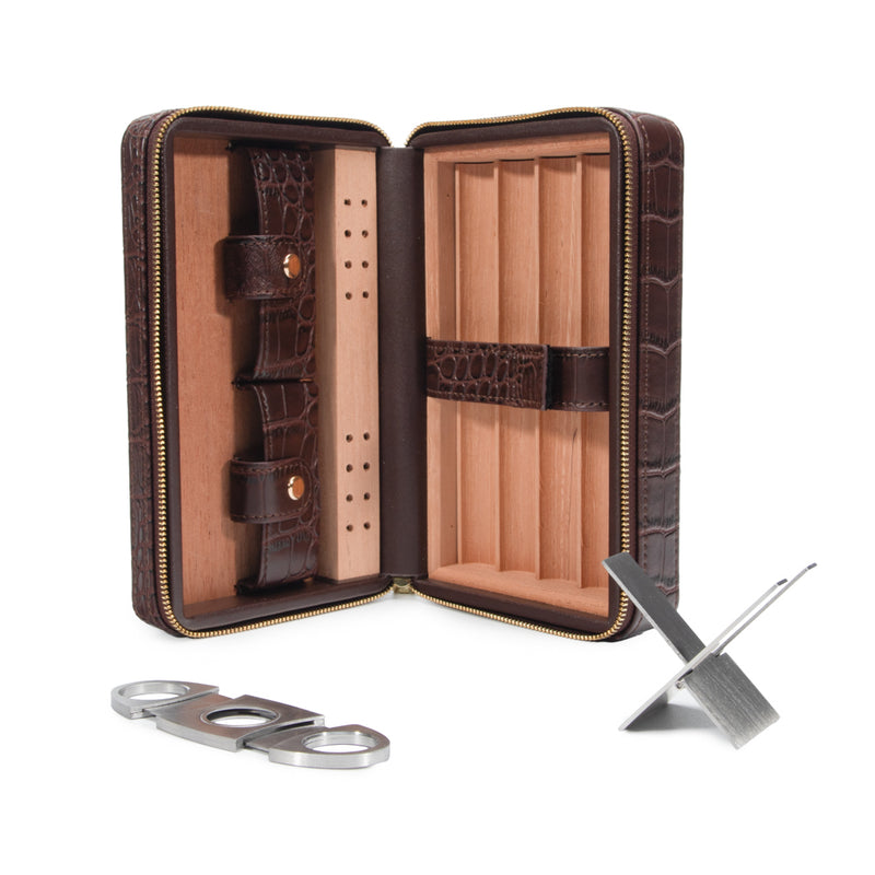 Atlas Croc Cigar Travel Case