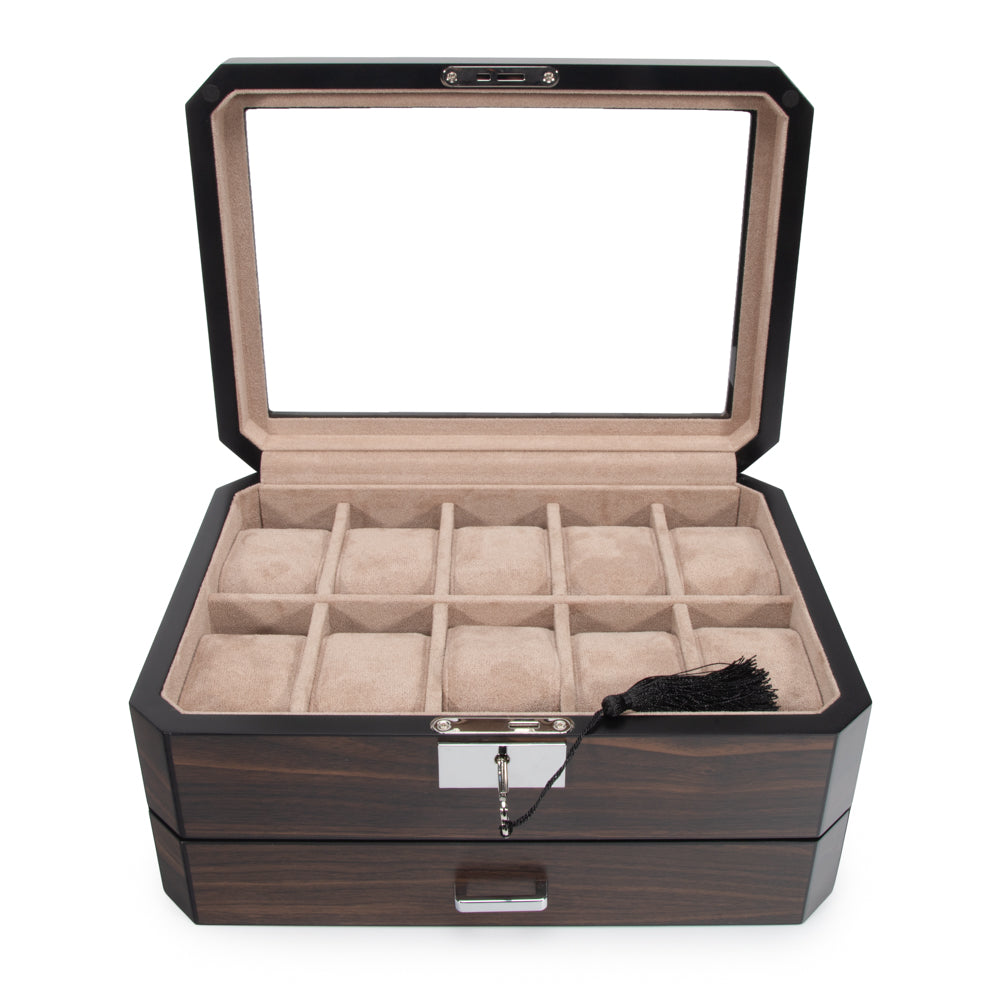 Enzo 10 Slot Watch Case With Drawer