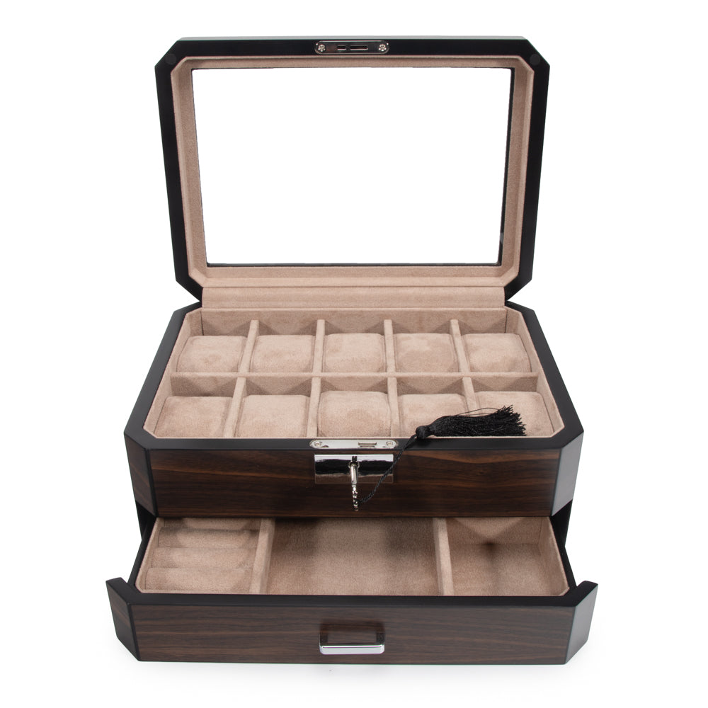 Enzo 10 Slot Watch Case With Drawer