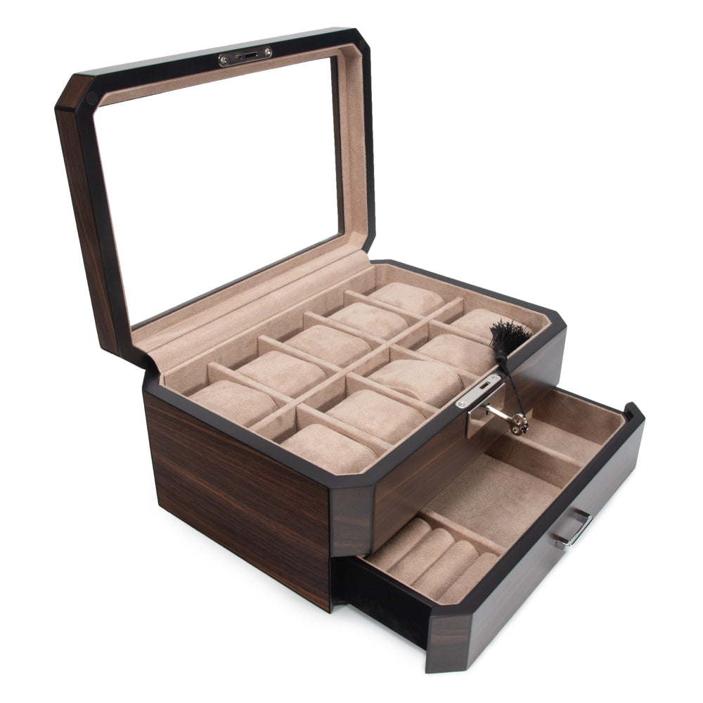 Enzo 10 Slot Watch Case With Drawer