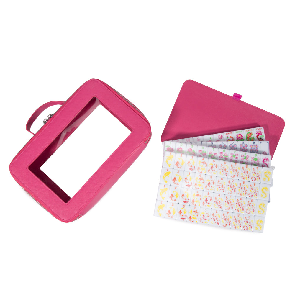 Lotus & Koi Mahjong Tile Set With Carrying Case