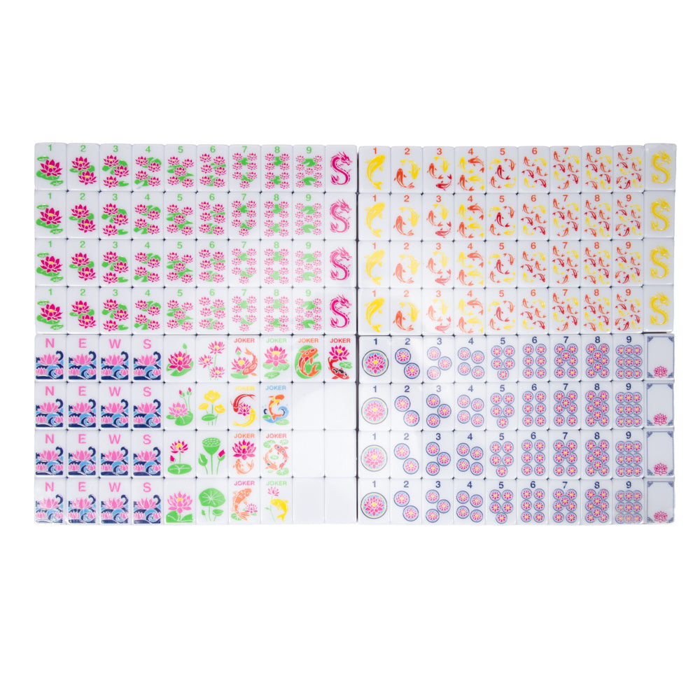 Lotus & Koi Mahjong Tile Set With Carrying Case
