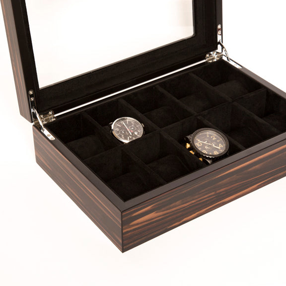 Matte Ebony 10-Slot Watch Box