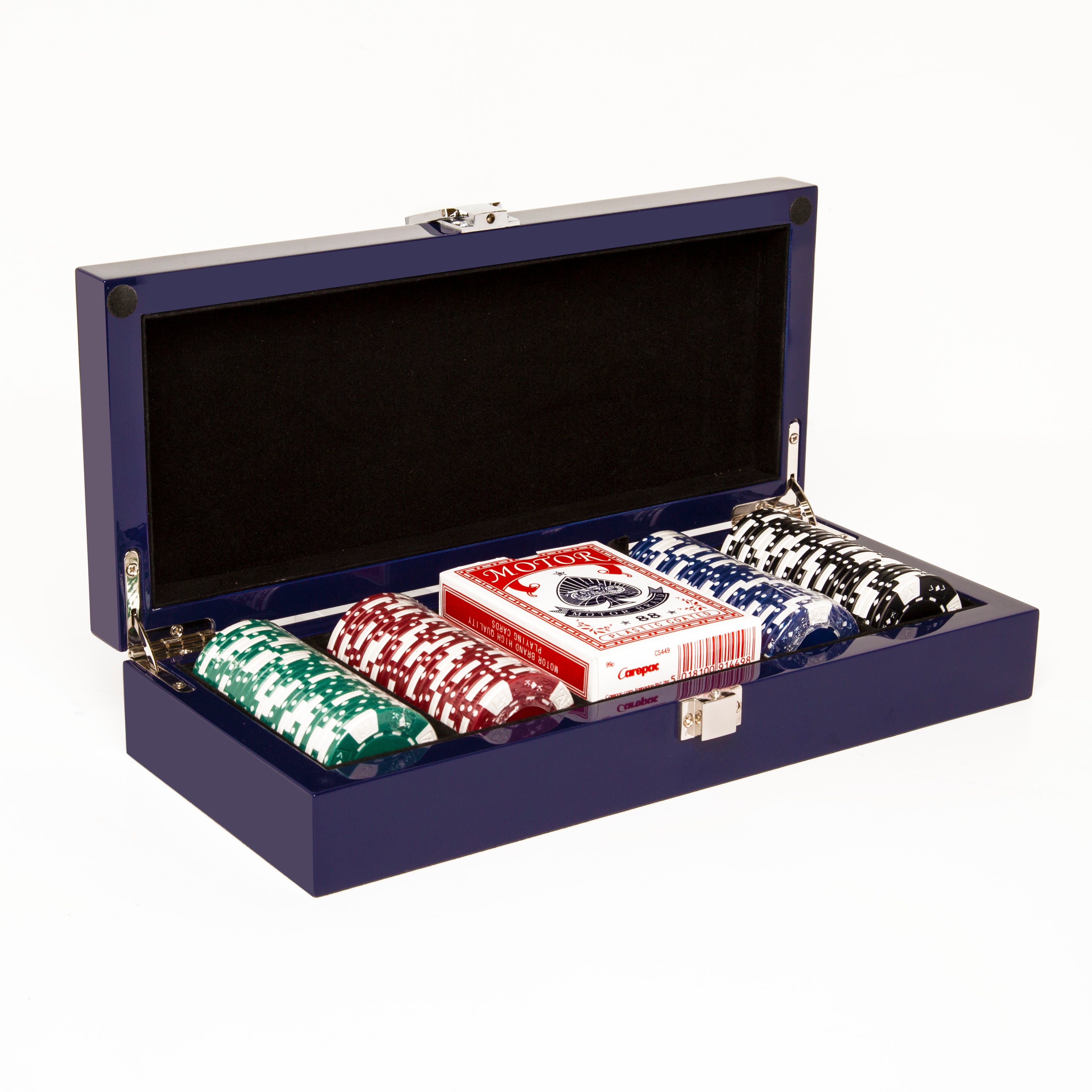 Blue Lacquer Poker Set - 100 Chip