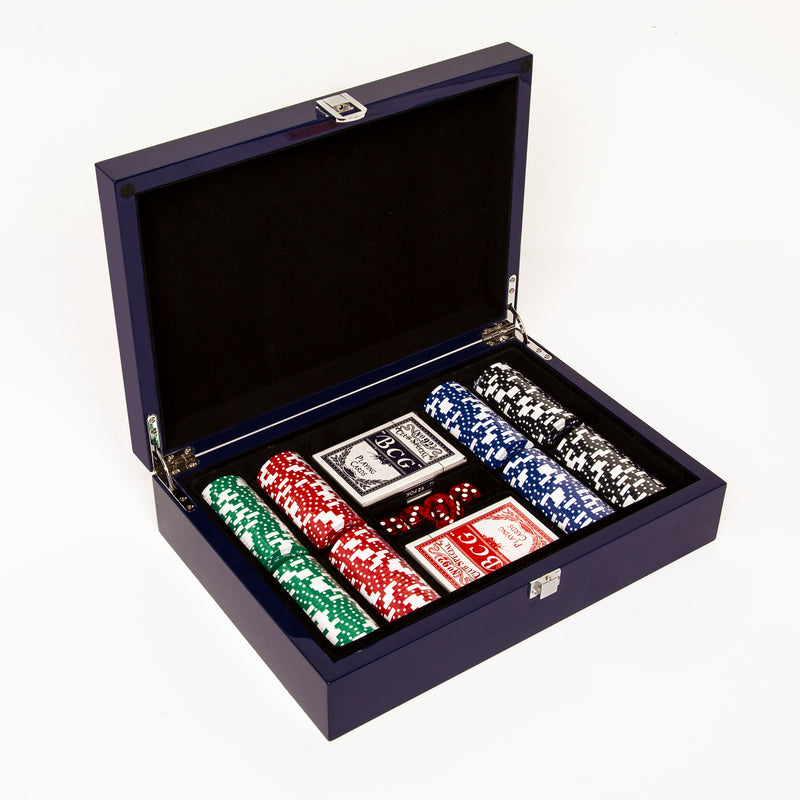 Blue Lacquer Poker Set - 200 Chip
