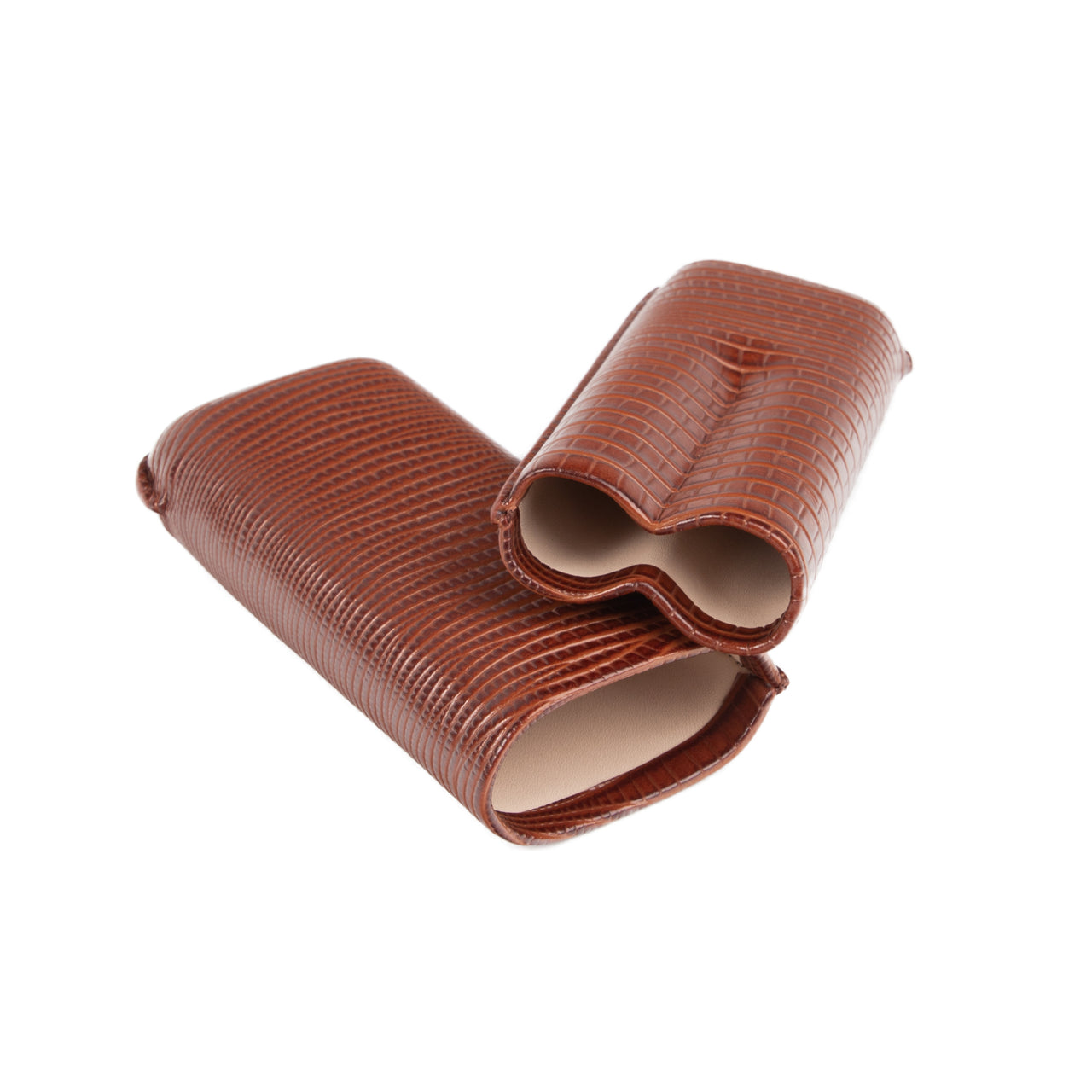 Brown Lizard Double Cigar Holder (Genuine Leather)