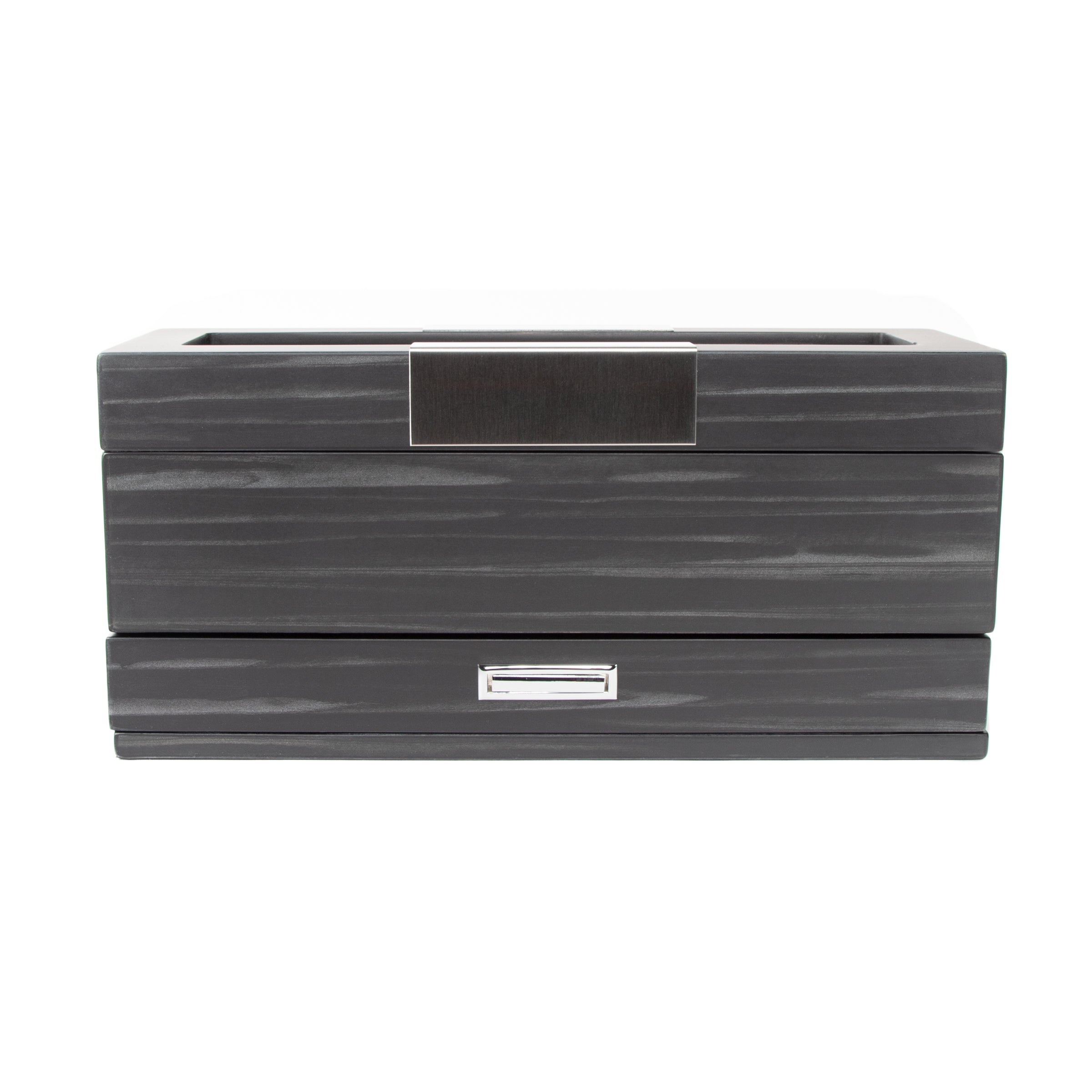 Matte Black 5-Slot Watch Box W/ Jewelry Tray (Uncrate)