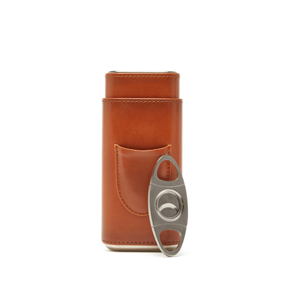 Ashton 3-Cigar Leather Case with Cutter (Uncrate)