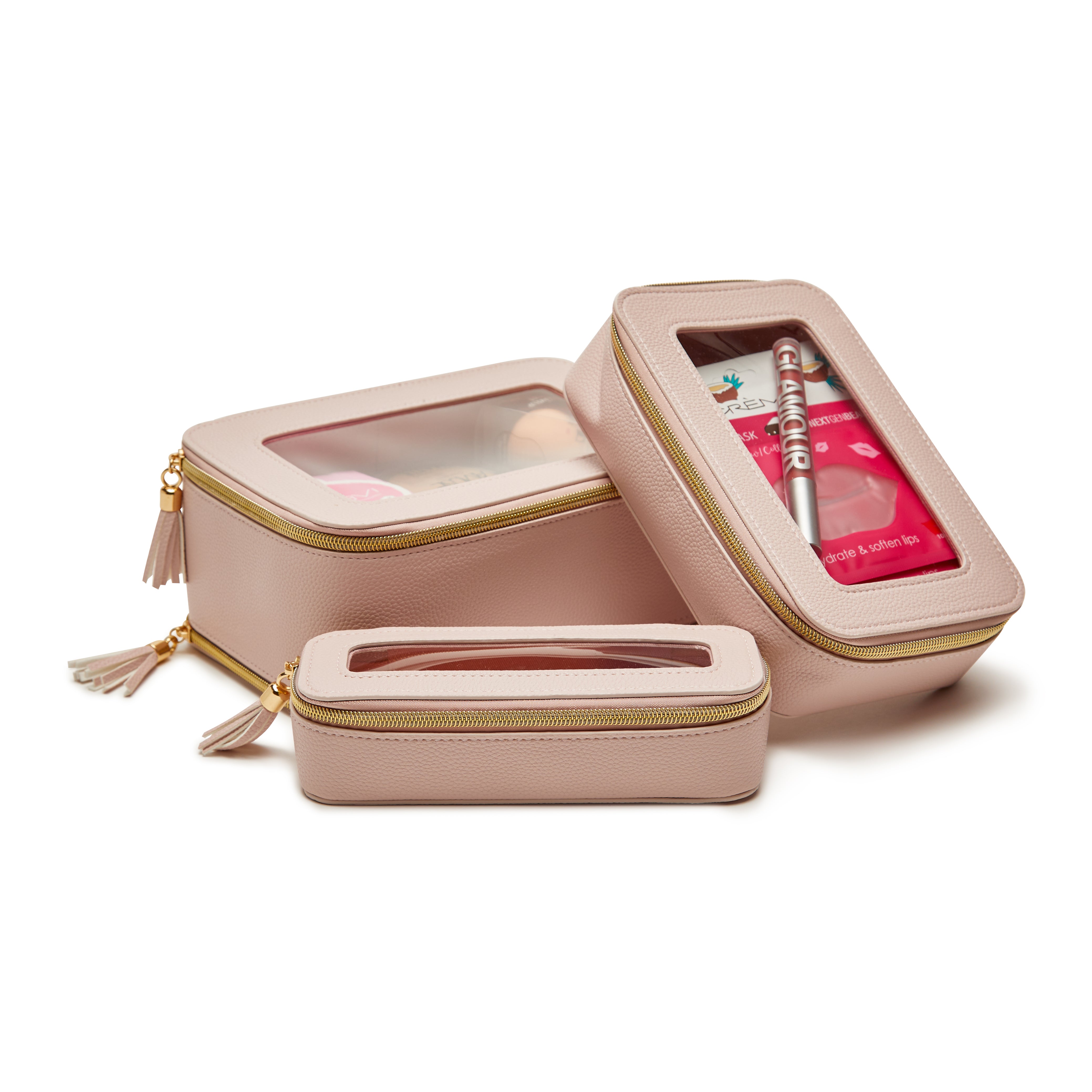 bulk travel makeup case cosmetic makeup bag organizer Leah 3pc Cosmetic Case