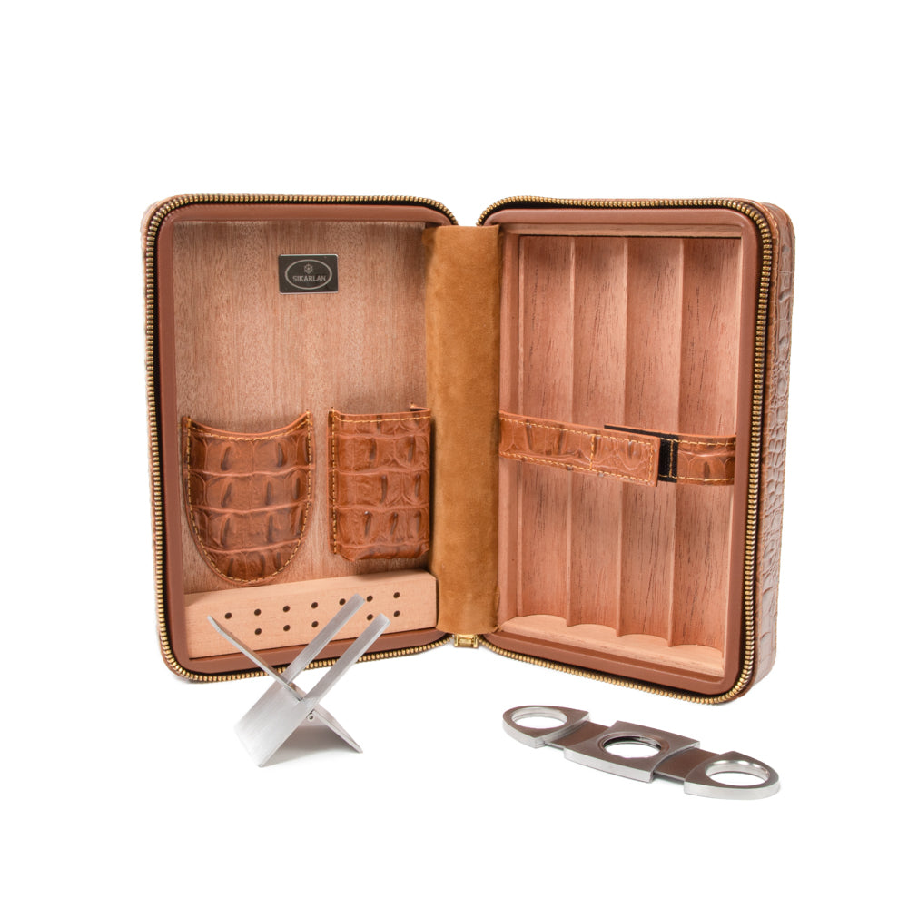 Cain Croco Cigar Travel Case (Brown) – Brouk & Co