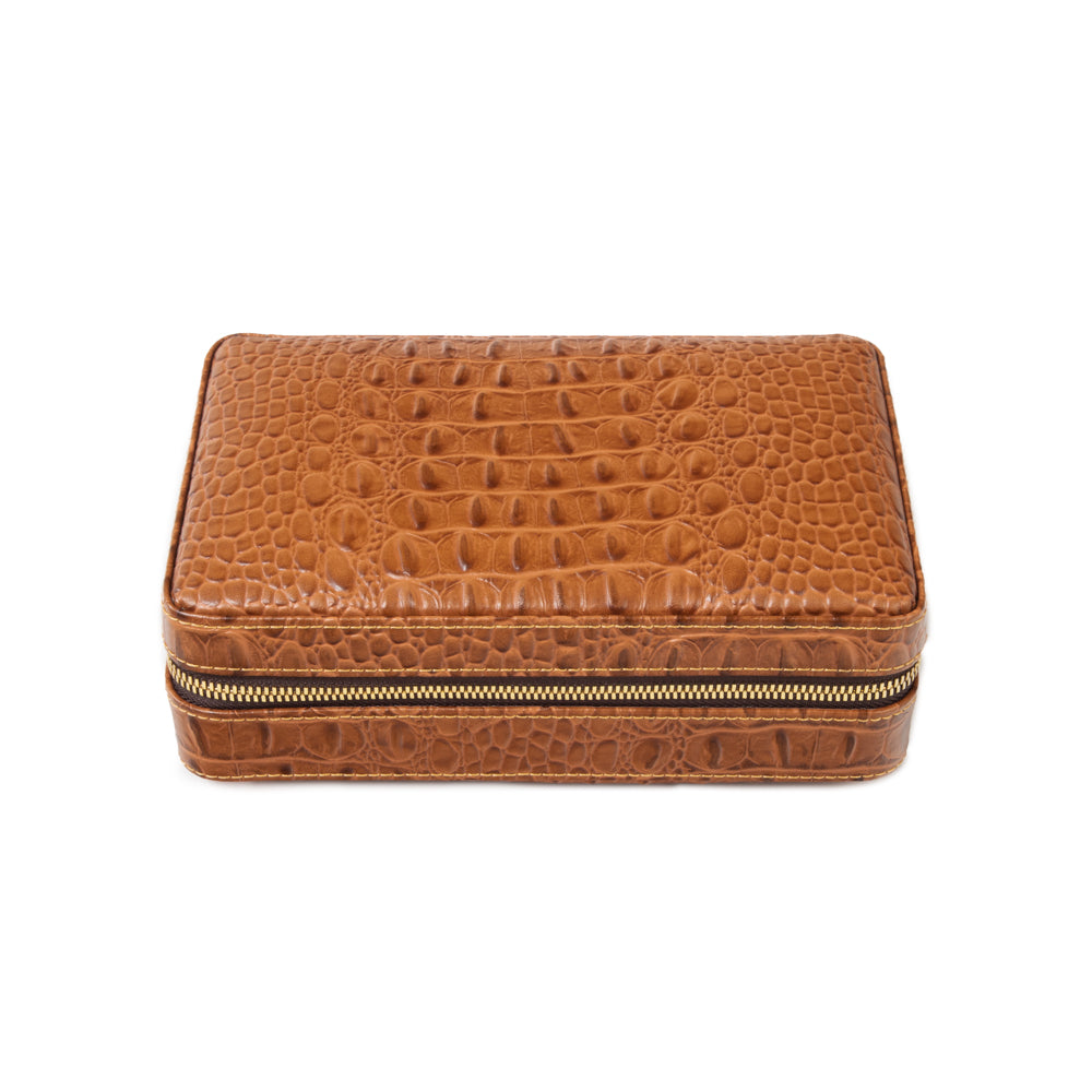 Cain Croco Cigar Travel Case (Brown)