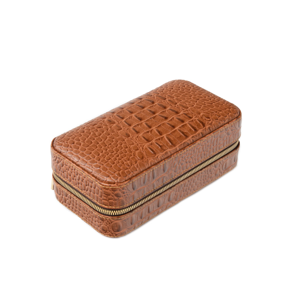 Dean Croco Cigar Travel Humidor Case (Brown)