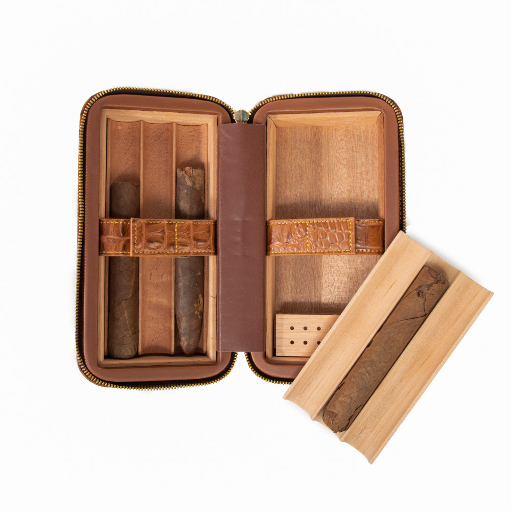 Dean Croco Cigar Travel Humidor Case (Brown) – Brouk & Co